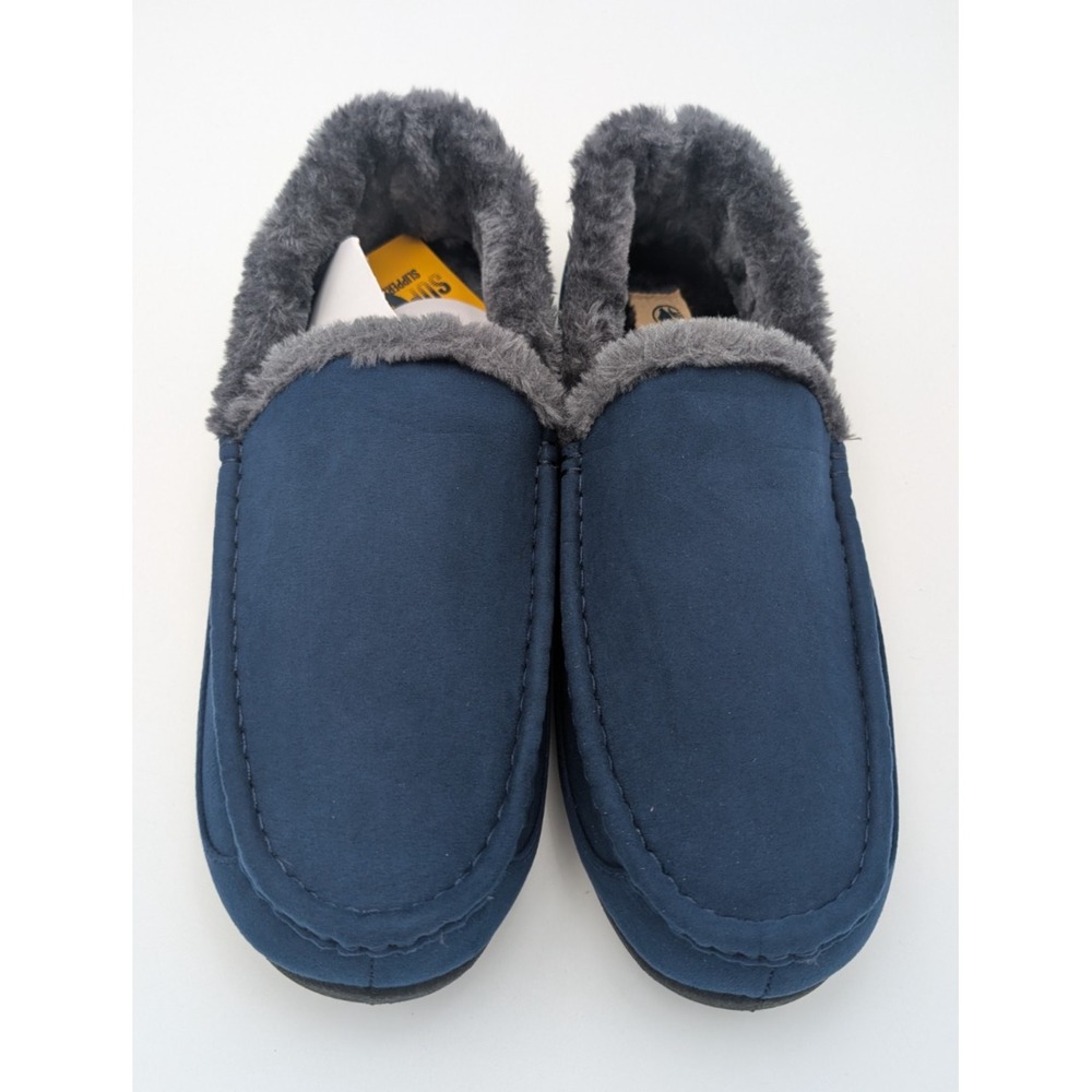 Deer Stags Men's Blue Supro Faux Shearling Microsuede Plush Slippers 12 W NEW